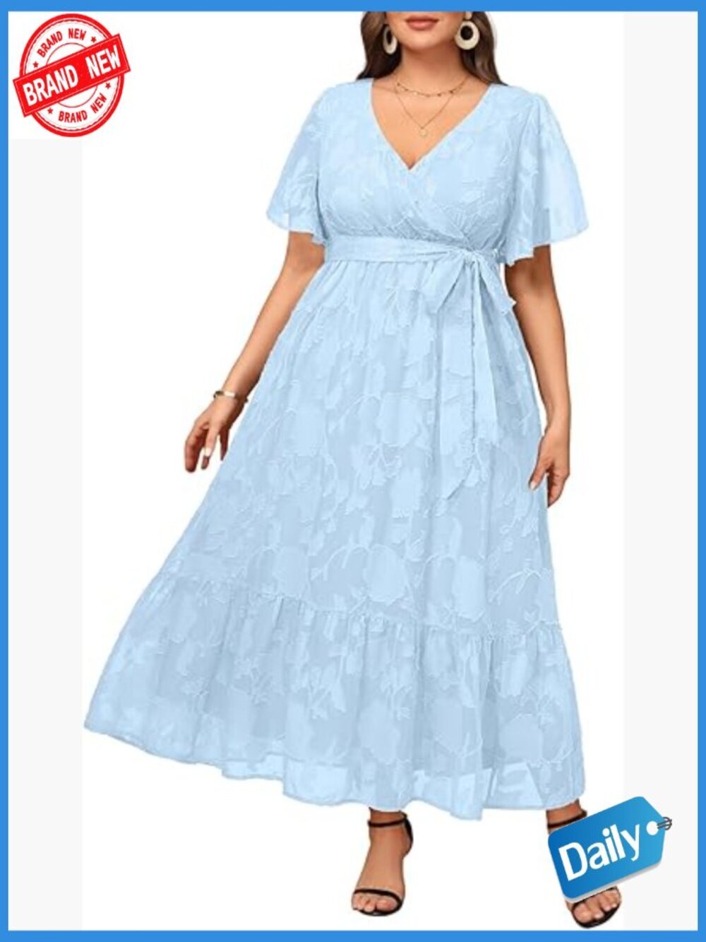 Plus Size Maxi Dress for Wedding Guest Cocktail Semi Formal V Neck Wrap